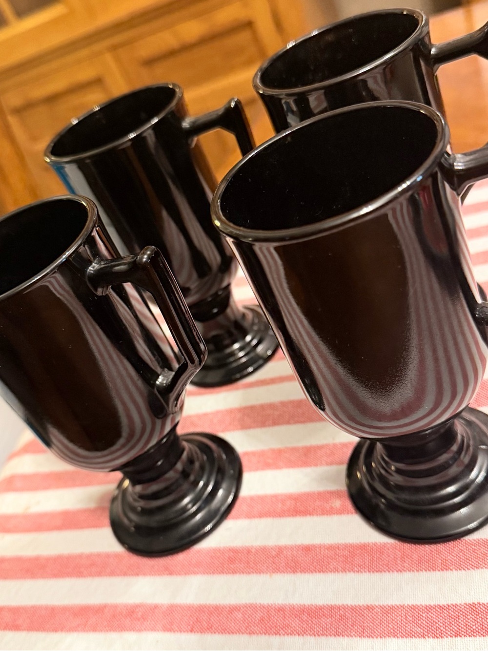 Antique Indiana Glass Pedestal Mug Set - 4-Piece